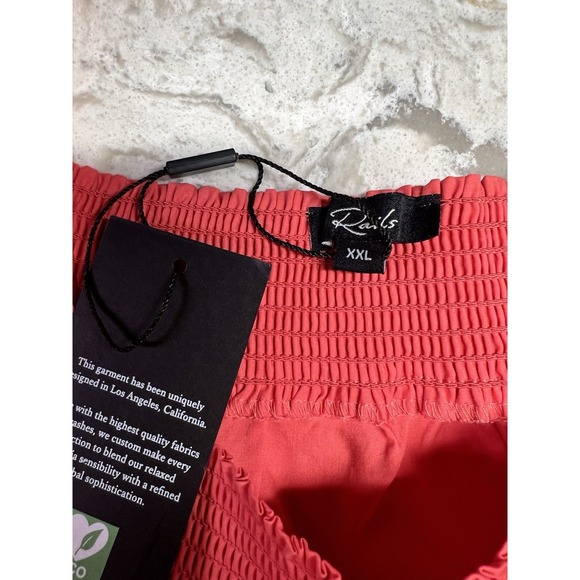 NWT Rails Sonora Top Women's XXL Spiced Coral Smocked Ruffle Sleeve Organic - Picture 7 of 12